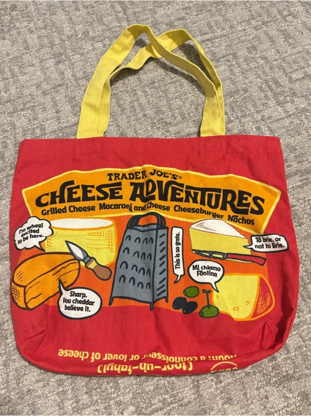 Trader Joe's Cheese Print Reusable Canvas Shopping Bag